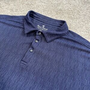 Nat Nast Polo Shirt XXL Navy Blue Textured Short Sleeve‎ Luxury Originals Golf